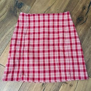 Brandy Melville red and white plaid pencil skirt